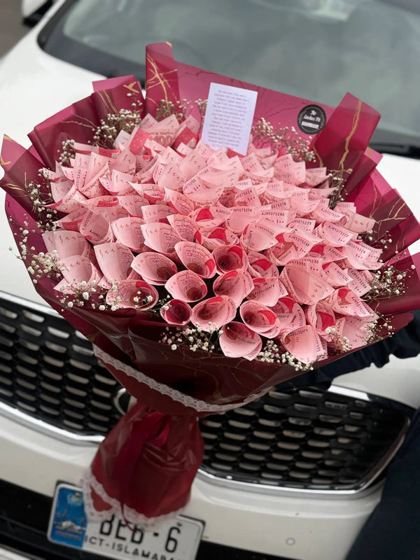 PKR 5,000 cash arranged as a festive Eidi money bouquet for Eid gifting