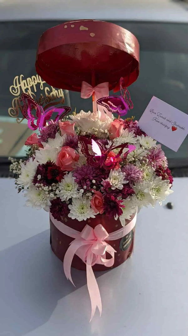 Luxury mixed flower anniversary box for delivery in Islamabad Pakistan
