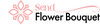 The logo for Send Flower Bouquet, featuring a pink stylized flower icon on the left, the word 'Send' in pink script, and 'Flower Bouquet' in black sans-serif text on a plain white background.