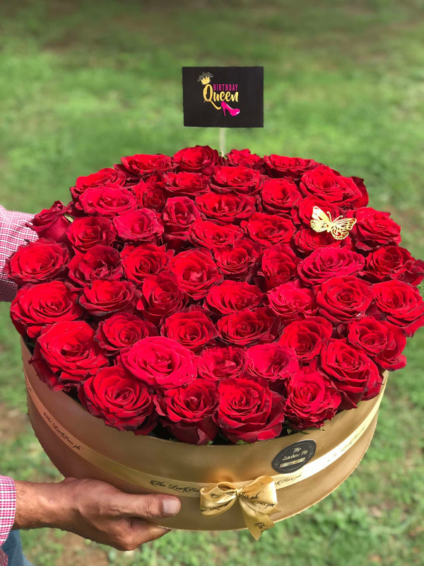 Luxury flower box filled with 50 imported roses in Islamabad